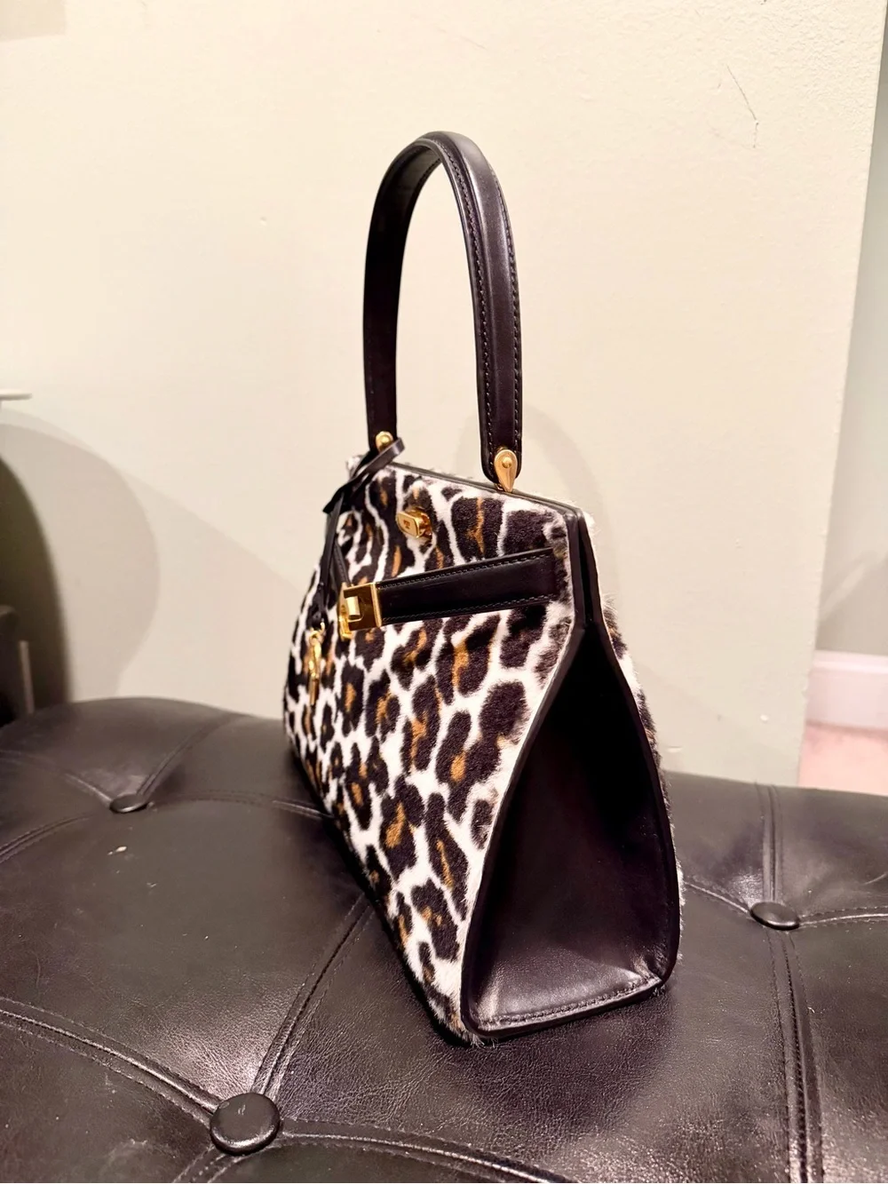 Tory Burch Leopard Print Lee Radziwill Satchel Bag with Crossbody Strap